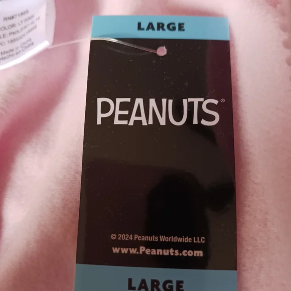 PEANUTS Snoopy Full Zip Hoodie Woodstock Embroidered Sweatshirt Pink Size L NEW - Picture 10 of 16